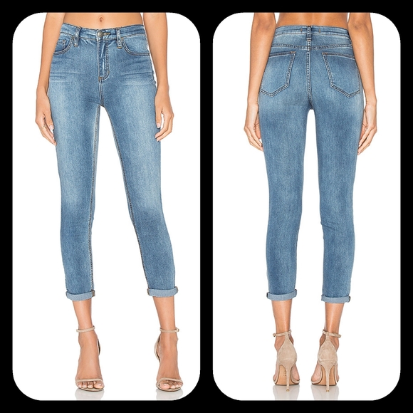 Free People Gummy High Rise Roller skinny cropped stretch Jeans dusty blue - Picture 3 of 16